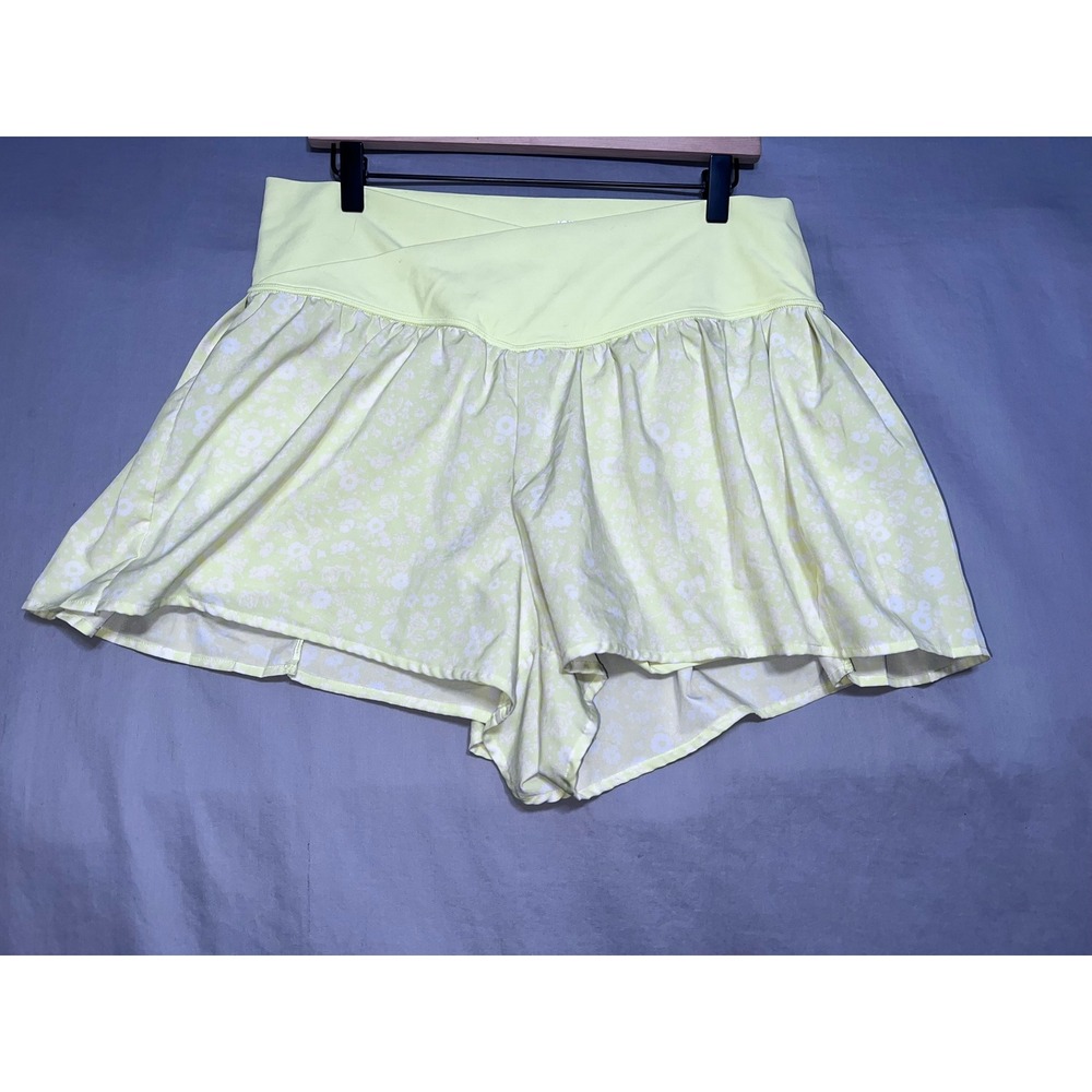 JoyLab Floral Crossover Waist Athletic Skort Lime Yellow XXL